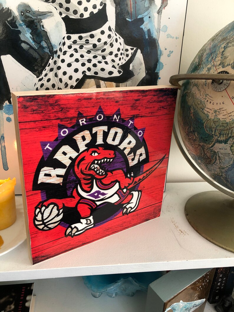Toronto Raptors Wood Sign Classic Logo 10 X 10 Wall Art Etsy