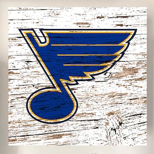 Rustic Hockey Club Wooden Sign | St. Louis Team Decor | Laser Print on Wood Panel | Gloss Finish | 10x10 Man Cave Wall Art