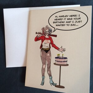 Carte Danniversaire Harley Quinn Classique Fr Drole Etsy