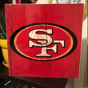 San Francisco Football Team Wooden Sign | 10 x 10 Wall Art | Handmade Gift | Football | Wood Panel | Laser Transfer Print | Gloss Finish