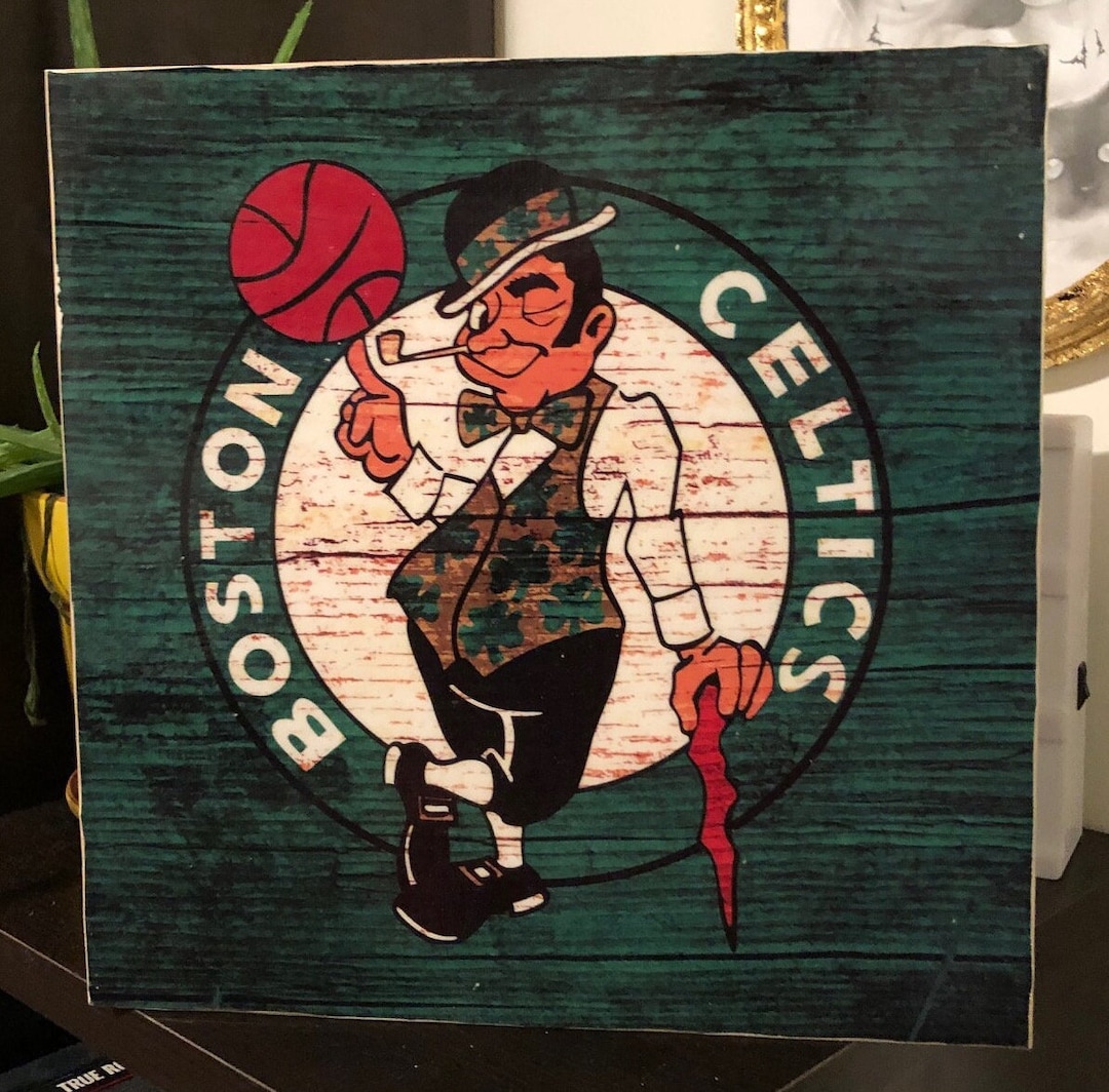 Boston Basketball Team Wooden Sports Sign 10 X 10 Wall Art Handmade