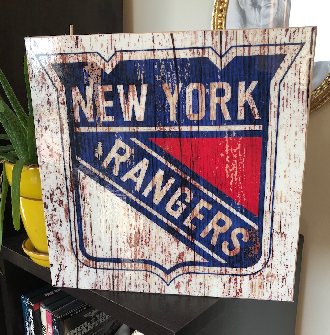 New York Hockey Team Wooden Sign 10 X 10 Wall Art Handmade Hockey Sign