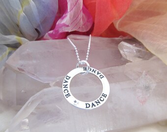 Sterling Silver DANCE  Charm Suspended On An 18" Sterling Silver Chain -  Dance shares the movement of life in color and creativity