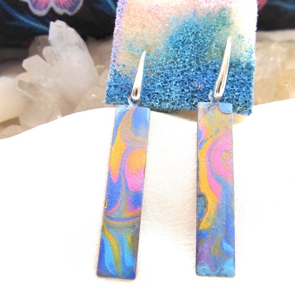 Hand Painted One-Of-A-Kind Earrings Designed by Diane Kirkup - Presented On Sterling Silver - Wearable Art Earrings for Graduation Gift