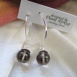 Smokey Quartz Crystal Earrings Presented With Sterling Silver Accents Suspended On Sterling Silver Ear Findings - Smokey Quartz Earrings