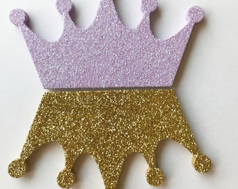 Princess Crown Decor - Party supply - Party Decor - Nursery Princess Wall Hanging - Wood Crown Cutout - Glitter Sign
