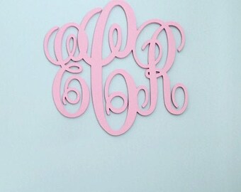 Painted Wooden Monogram - Three Letter Monogram - Script Monogram - Monogram Wall Hanging - Monogram Door Hanger - Wooden Letters