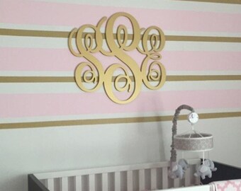 Wood Monogram Wall Decor, GOLD Painted Monogram, Home Nursery Decor, Wooden Monogram,Script Monogram,Wedding Decor, All Sizes,