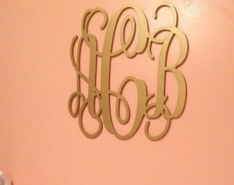Gold Wooden Monogram - Wall Hanging Letters - Monogram Door Hanger - Nursery Decor Wood Monogram - Wedding Monogram