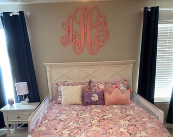 Painted Wooden Monogram Initials - Bedroom Wood Letters - Monogram Wall Hanging - Monogram Sign cutout - Nursery Wall Monogram