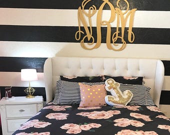 Wood Monogram wScalloped Border Nursery Decor Wooden Monogram Wall Hanging Letters Monogram Door Hanger 26 Wedding Guest Book Sign