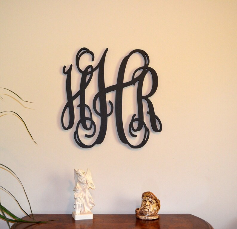 24 Painted Wood Monogram Initials Wall Decor Hanging