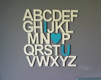 Wooden Alphabet Set, Nursery Wall Letters, Alphabet Wall Art,  Wooden letters great for nursery or palyroom set of 26 wood letters