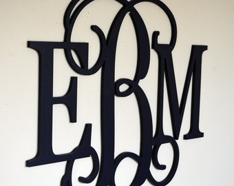 18 x 24 Wooden Monogram Wall Hanging, Nursery Decor, Bedroom Decor Wooden Letters, Painted Wood Monogram Door Hanger, Monogram Door Wreath