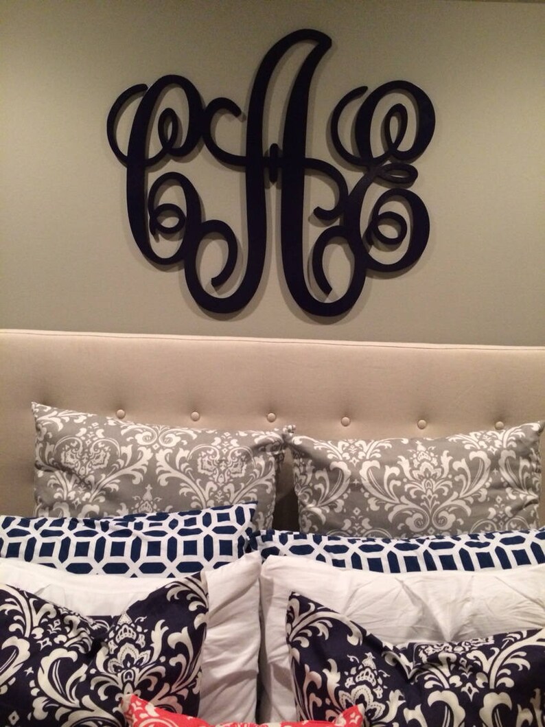 Painted Wooden Monogram - Script Monogram Wall Hanging - Nursery Decor ...