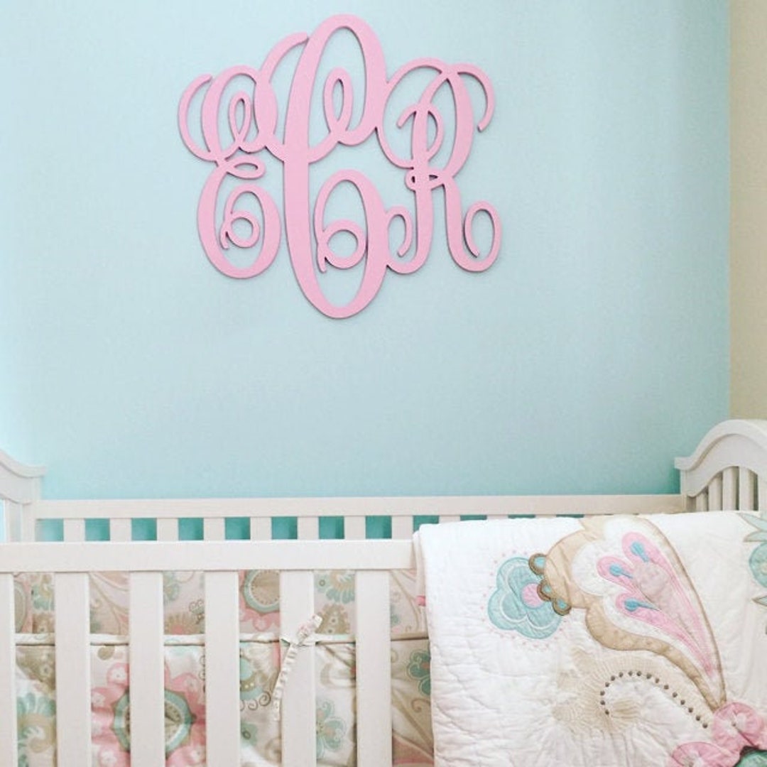 Painted Wooden Monogram Three Letter Monogram Script Monogram Monogram