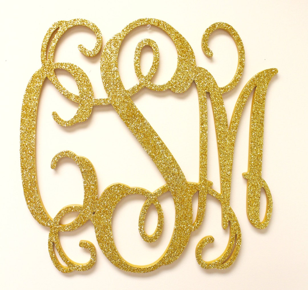 Gold Wooden Monogram Wall Hanging Letters Monogram Door Hanger Nursery ...
