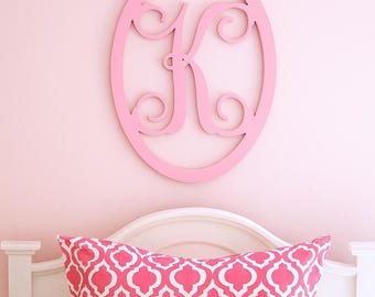 Princess Crown Monogram Wall Art – Personalized Wooden Initial “K” Nursery Décor for Girls Room Single Decorative Crown Wall Letter