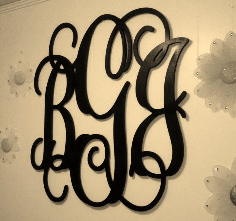 PAINTED Wood Monogram Initials Wall Decor Hanging Wooden Etsy