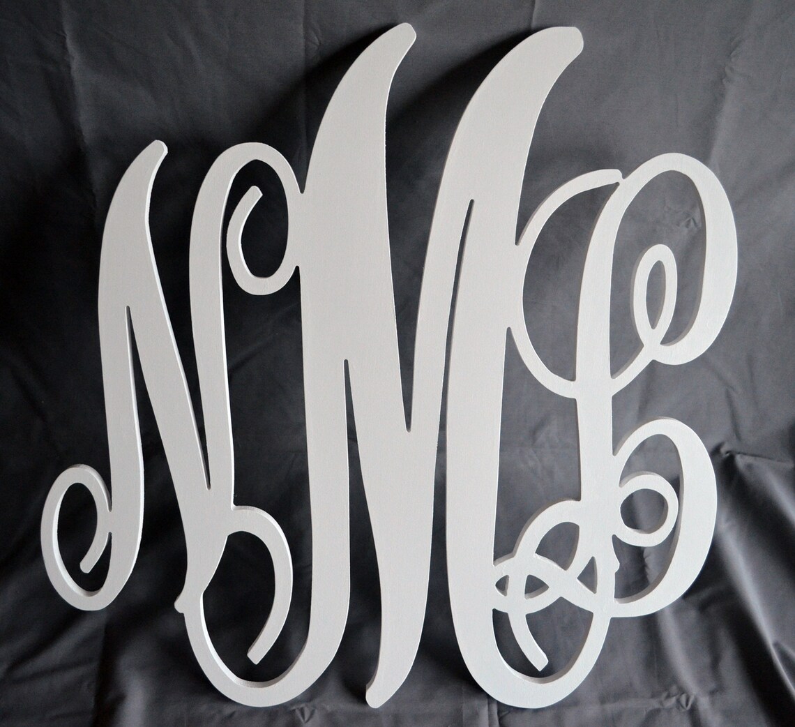 Large Wall Letters Script Monogram Wooden Wall Monogram Etsy