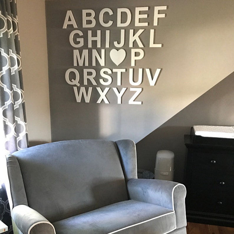 Alphabet Set Painted Wooden Alphabet Letters Set Nursery Wall Etsy