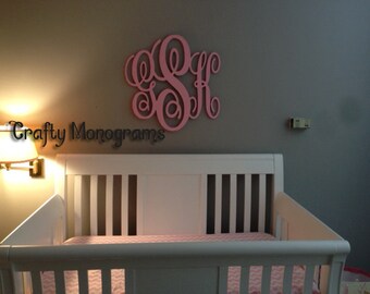 24 x 26 PAINTED Wooden Monogram Initials, Wall Decor, Hanging Wooden Wall Letters, Wedding, Office Decor Painted Housewares Home Decor