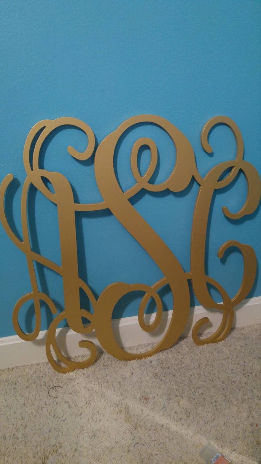 Gold Monogram Wall Hanging Wall Letters Custom Painted Etsy
