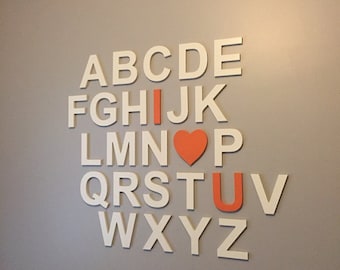 Library Wall Decor - Kids Area Play Wooden Alphabet - Wall Decor letters - Wall Sign - I love you Letters cutout - Alphabet Cutout