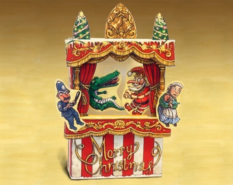 Christmas Punch & Judy Finger Puppet Theatre Card