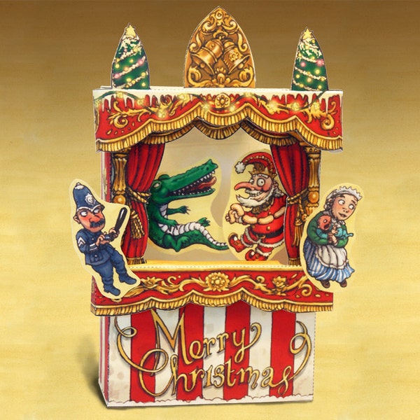 Christmas Punch & Judy Finger Puppet Theatre Card