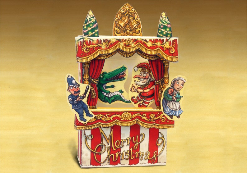 Christmas Punch & Judy Finger Puppet Theatre Card 