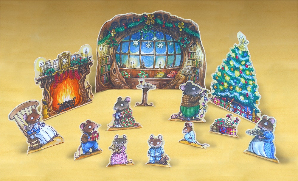 Little Mouse Christmas Eve play set printable