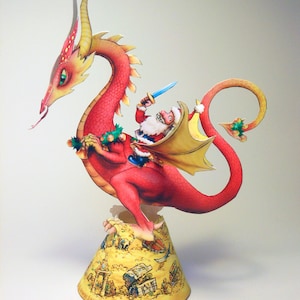 Weihnachtsdrache Kartenmodell zum Ausdrucken