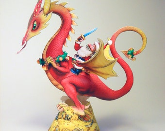 Christmas Dragon card model printable