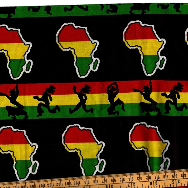 Rasta Jamaican Red Yellow Green and Black 4 20  Rastafarian 100% Cotton Fabric Yard or Half Yard Sewing Quilting Fabric