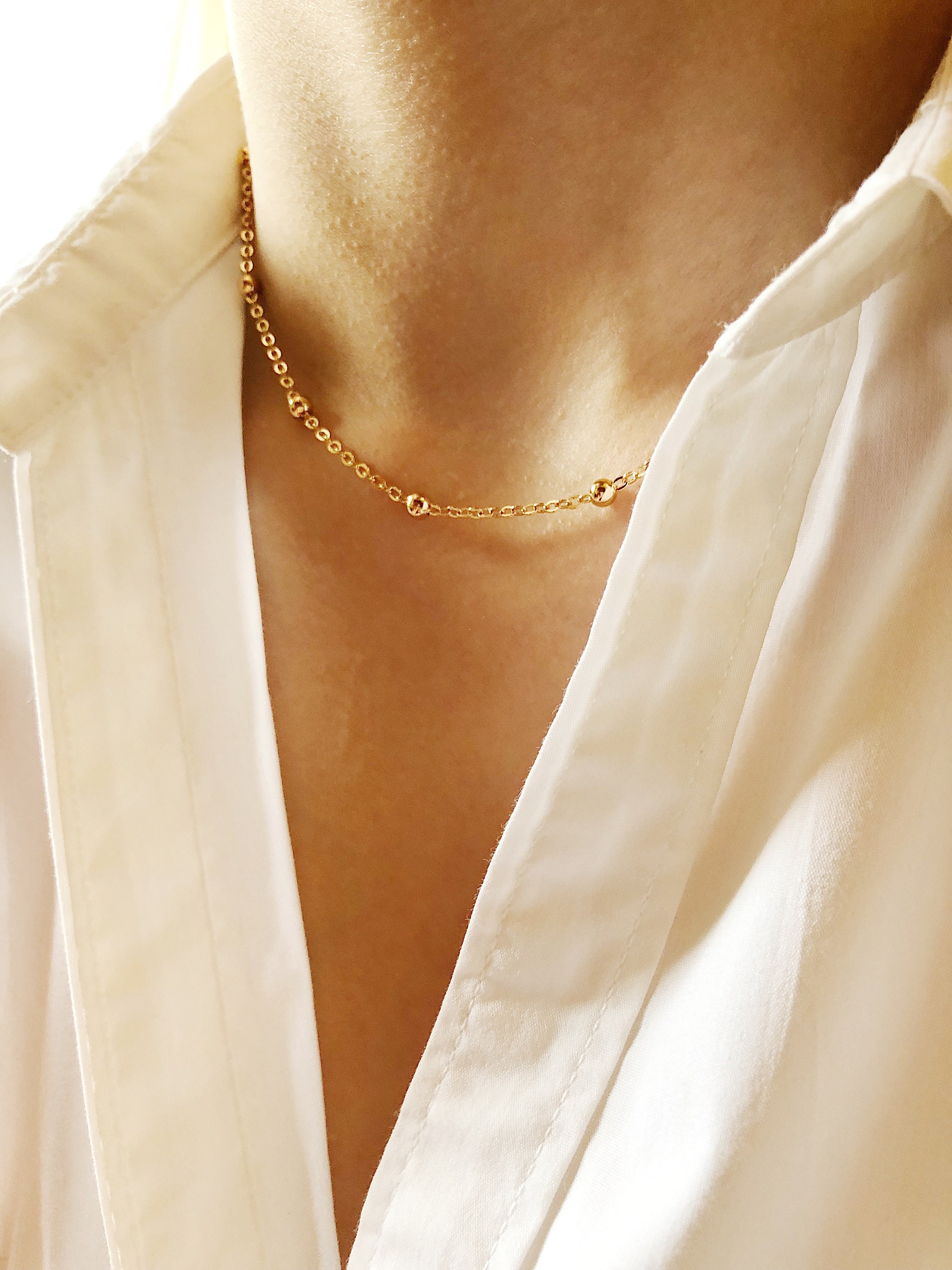 Choker necklaces with steel chain with 