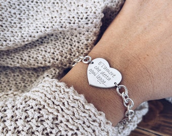 Bracelet entirely in 925 silver with engraved heart