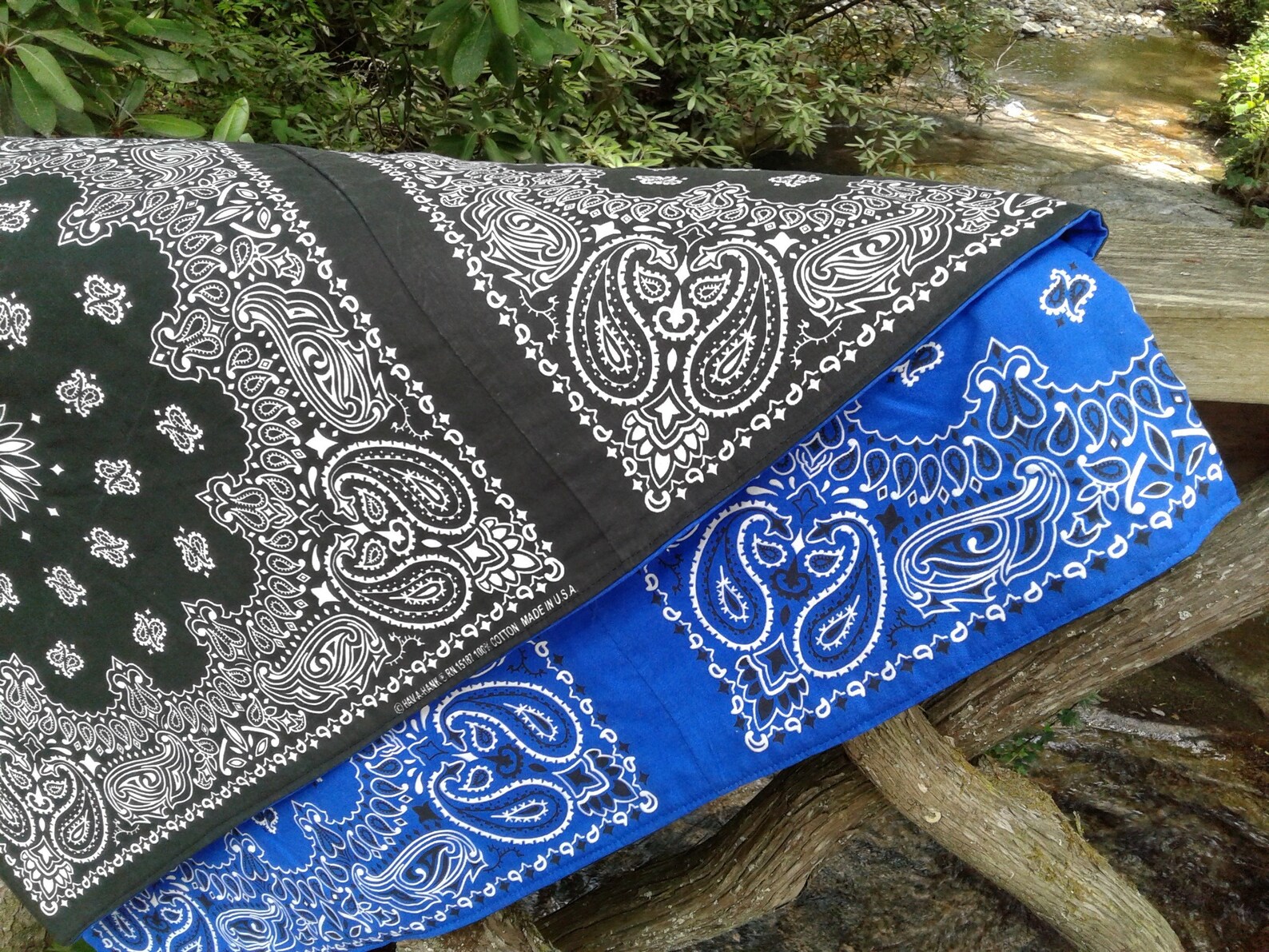 Black & Royal Bandana Quilt 100 Cotton Bandanas made in USA With a Soft Cotton Batting. Etsy