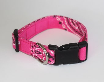 Colletto per animali domestici in tessuto Bandana - Made in USA Arancione, Rosa Caldo, Carbone, Azzurro, Kelly Green