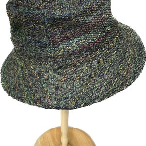 One-of-a-kind. Green tweed bucket hat.