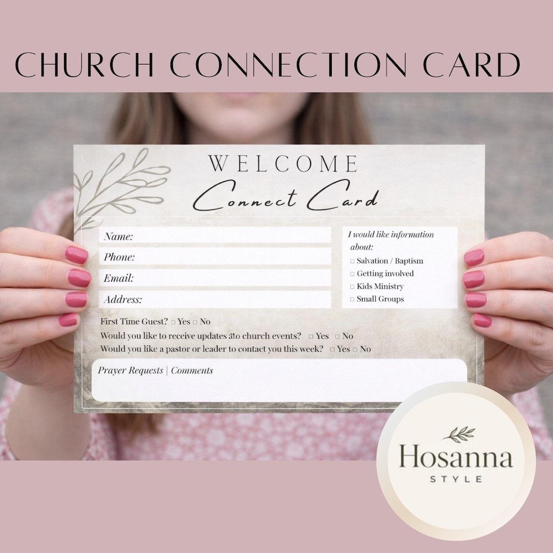Church First Timer Card Church Connection Card Template | Editable Canva Visitor Card | Church ...