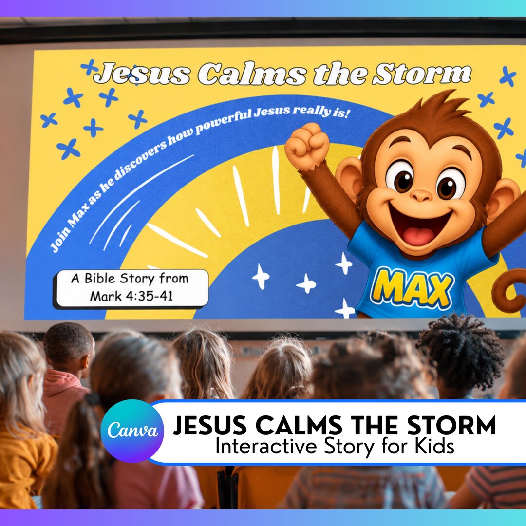 Jesus Calms Storm Bible Lesson for Kids | Interactive Canva Story ...