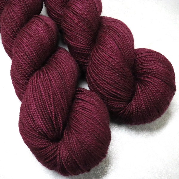 Coastside Sock Merino 2-ply Hand Dyed Yarn in Deep Wine Red