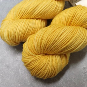 Hand Dyed DK Superwash Merino Wool Yarn in Sunny Yellow