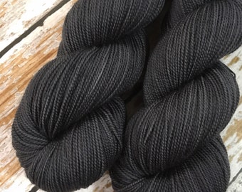 Coastside Sock Merino 2-ply Hand Dyed Yarn in Charcoal Gray