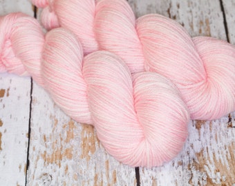 Hand Dyed Yarn KM Worsted Superwash Merino Wool in light pink