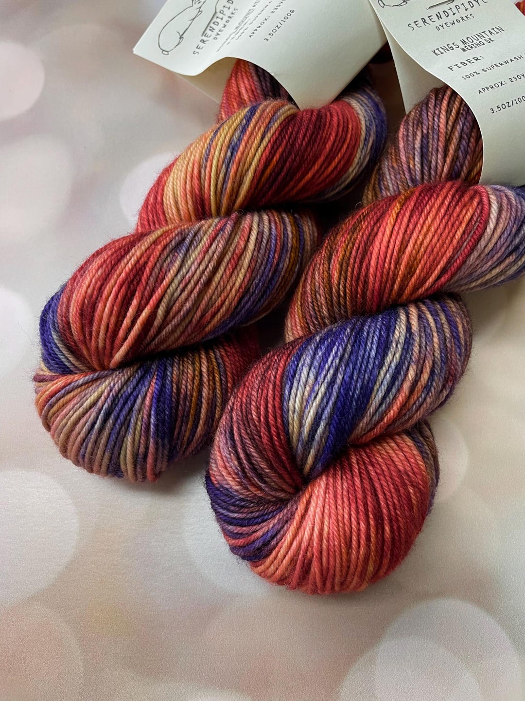 Red Wool Dk Hand Dyed Yarn DK Superwash Merino Wool in Warm Red, Gold, Creamy ...