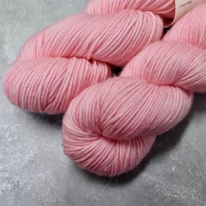 Hand Dyed DK Superwash Merino Wool Yarn in Light Pink Monochrome