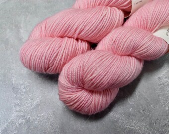 Hand Dyed DK Superwash Merino Wool Yarn in Light Pink Monochrome