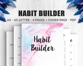 Printable Habit Tracker | Monthly & Yearly Habit Tracking | Daily Routine Habit Building | 30 Day Habit Challenge Journal | US Letter | A4